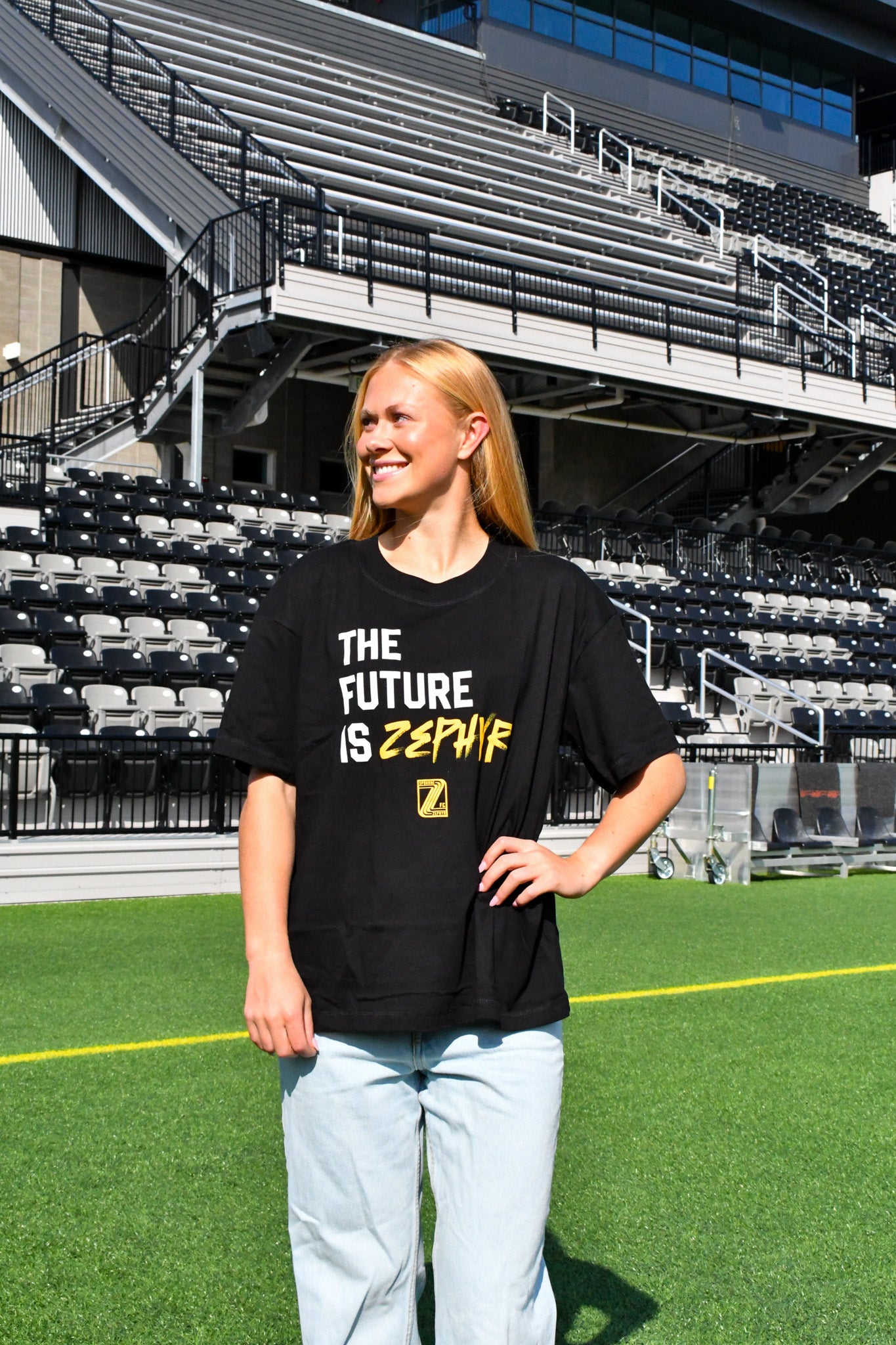 Black Unisex The Future is Zephyr Relaxed Crew T-Shirt