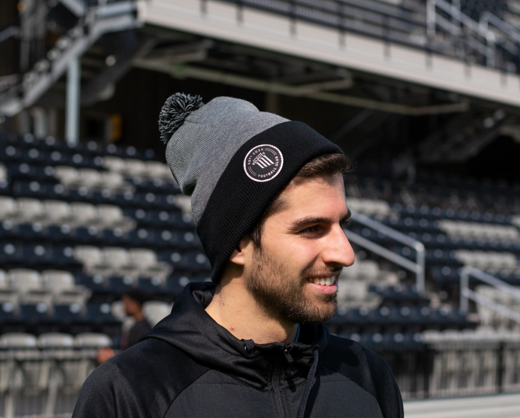 Spokane Velocity Metallic Patch Pom Beanie