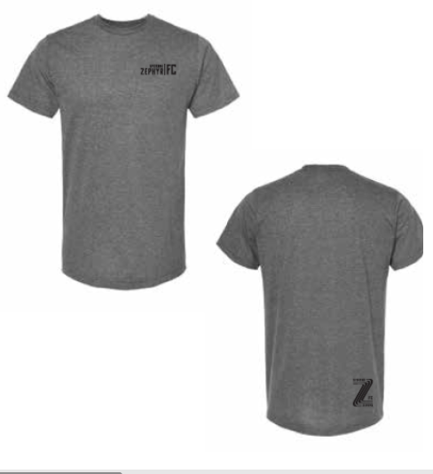 Zephyr FC Gray Front + Back Logo T-Shirt