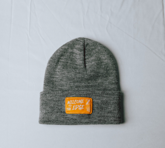 Gold Patch Welcome to the Edge Grey Beanie