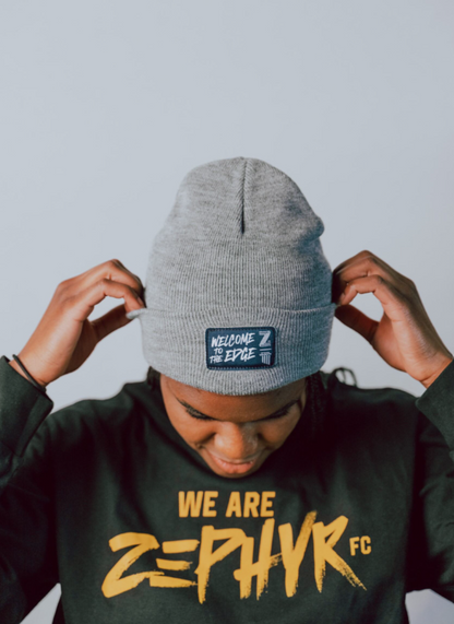 Navy Patch Welcome to the Edge Grey Beanie