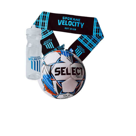 Buy a Spokane Velocity Inaugural Season Scarf, Water Bottle and a Select Soccer Ball for a 25% Discount