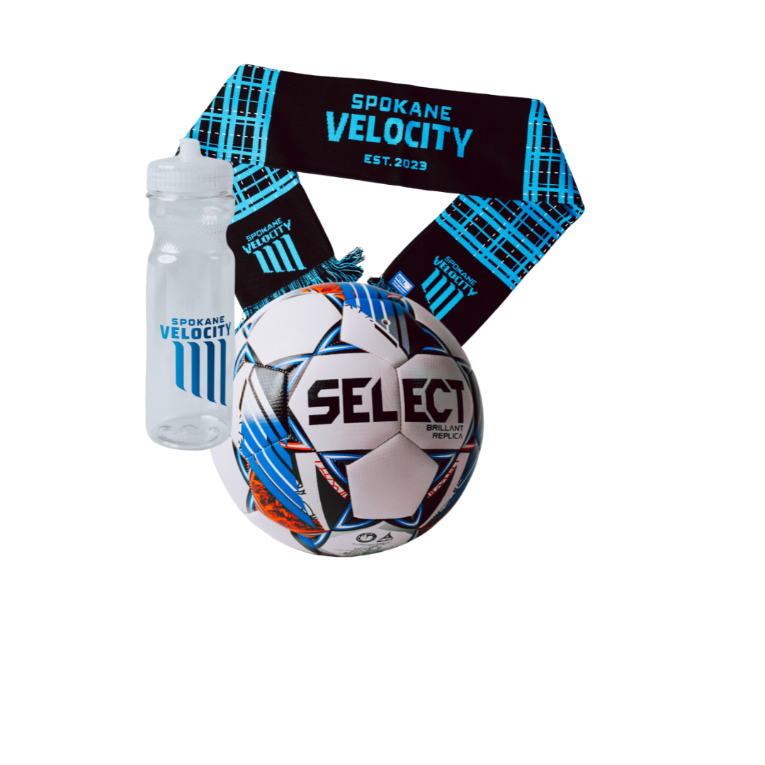 Buy a Spokane Velocity Inaugural Season Scarf, Water Bottle and a Select Soccer Ball for a 25% Discount